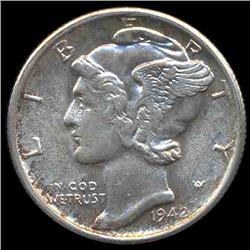 1942S Mercury Dime Gem MS65 (COI-8396)