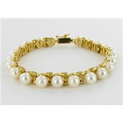 57.4ctw White Pearl 14k Gold  Bracelet (JEW-1764)