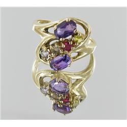 20ctw Stinning Ladies 10k Multi-gem Ring (JEW-2028)