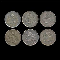 1950-53 Mexico 25c 6pcs XF/AU (COI-8649)