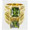 Image 1 : 55.8ctw Lab Diamond/Peridot Gold Vermeil Ring (JEW-1524)