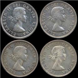 1959-63 Canada $1 4pcs AU+ (COI-8608)