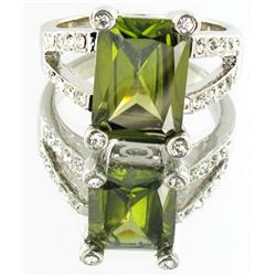 57.9ctw Lab DiamondEmerald Gold Vermeil Ring (JEW-1528)