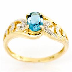 1.11ct Natural Green Topaz Diamond 9k Gold Ring (JEW-9419X)
