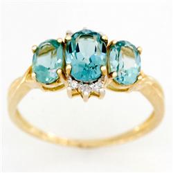2.39k Natural Green Topaz Diamond Ring 9k Gold (JEW-9348X)