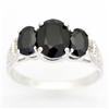 3.00ct Black Sapphire 10 Diamond Ring 9k Wht Gold (JEW-9454X)