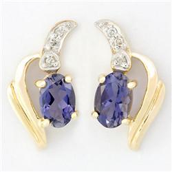 1.16ct Natural Iolite Diamond 9k Gold Earrings (JEW-9238X)