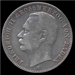 1908 Germany Baden 3 Mark High Grade (COI-8521)