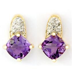 1.47Ct Natural Amethyst & 12 Diamond 9K Earrings (JEW-9157X)