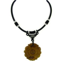 Chinese Jade Bi Pendant Choker Necklace 125cts (ANT-1337)