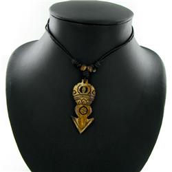 Tibet Handfcarved Bone Pendant Choker Necklace (ANT-1333)