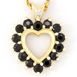 1.41Ct Black Sapphire & Diamond 9K Gold Pendant (JEW-9036X)