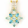 2.80ct Swiss Bl Topaz 10 Diamond 9k Gold Pendant (JEW-9282X)