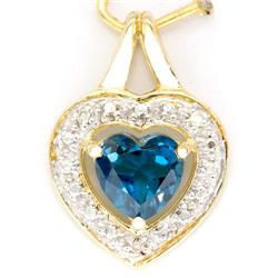 1.1Ct Heart London Blue Topaz Diamond 9K Pendant (JEW-9025X)