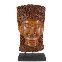 Handcarved Teak Khmer Buddha Face (CLB-229)