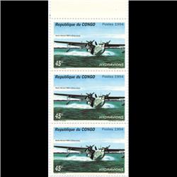 1994 Congo 45f Hydroplane Block of 3 Mint (STM-0651)