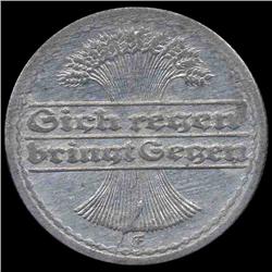 1921 Germany 50pfg MS64 RARE Blundered Mintmark ERROR (COI-8107)