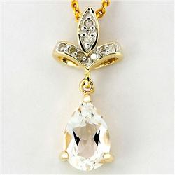 1.76ct Huge Wht Topaz Diamond 9k Gold Pendant (JEW-9296X)