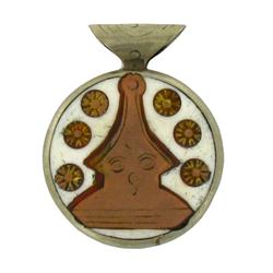 Tibet Inlaid Brass & Shell Pendant (ANT-982)