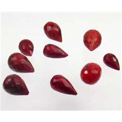 LOT OF 9 NATURAL RUBY BRIOLETTES - DRILLED - 42 CT