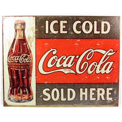 ICE COLD COCA COLA METAL ADVERTISING SIGN - APPROX
