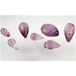 LOT OF 7 CARVED NATURAL AFRICAN AMETHYSTS - 57.4 C