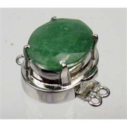 NATURAL EMERALD AND STERLING SILVER JEWELRY CLASP