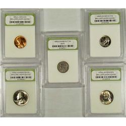 LOT OF 5 INB CASED US COINS