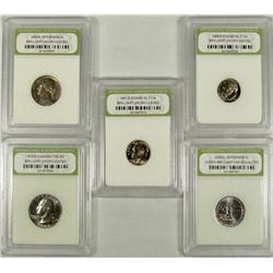 LOT OF 5 INB CASED US COINS