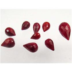LOT OF 9 NATURAL RUBY BRIOLETTES - DRILLED - 44.8