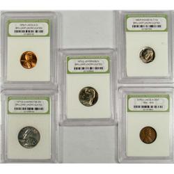 LOT OF 5 INB CASED US COINS