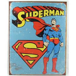 SUPERMAN METAL ADVERTISING SIGN - APPROX. 12.5" BY