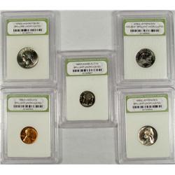 LOT OF 5 INB CASED US COINS