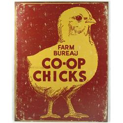 CO-OP CHICKS METAL ADVERTISING SIGN - APPROX. 12.5