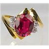 Image 1 : 22K GOLD VERMEIL, RUBY AND LAB DIAMOND LADIES RING