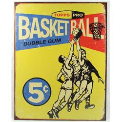 TOPPS BASKETBALL 5 CENTS METAL ADVERTISING SIGN -