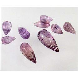 LOT OF 9 CARVED NATURAL AFRICAN AMETHYSTS - 52.9 C