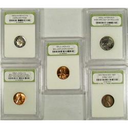 LOT OF 5 INB CASED US COINS