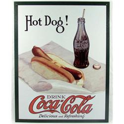 HOT DOG COCA COLA METAL ADVERTISING SIGN - APPROX.