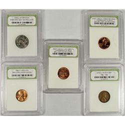 LOT OF 5 INB CASED US COINS