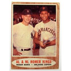 1962 TOPPS ROGER MARIS AND CEPEDA NO. 401 BASEBALL