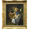 Image 1 : Painting, European, late 19th c., Woman Spinning