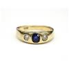 Image 1 : Gentleman's sapphire diamond yellow gold ring