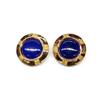 Image 1 : Lapis cabochon button ear clips yellow gold