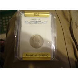 1980-P SGS Graded MS70 Jefferson Nickel