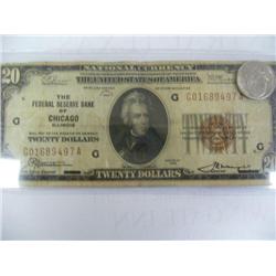 1929 $20 Federal Reserve Bank of Chicago Note