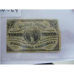 64-69 3rd Issue 3 Cent Fractional Note