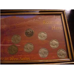 "The Roaming Herd" and frame and coins