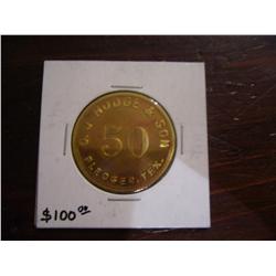 OJ Hodge and Son Pledge Texas 50 Trade Token Great Toning