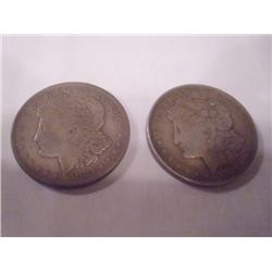 Two 1921 Silver Morgan Dollar Coins